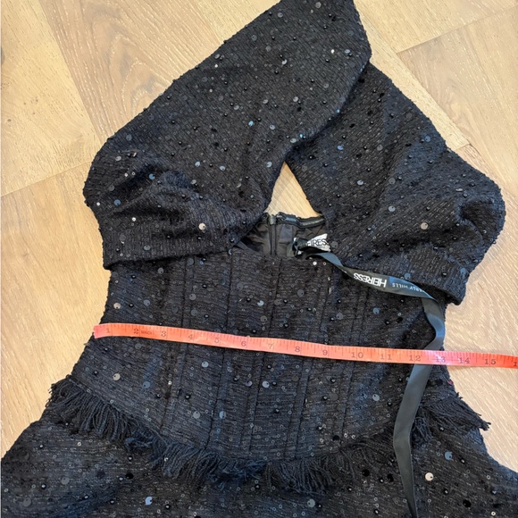 Heiress Beverly Hills boucle halterneck corset ruffle mini dress sequin black - Picture 9 of 13